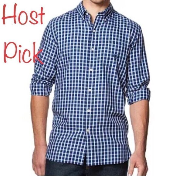 Chaps by Ralph Lauren Easy Care Twill Plaid Shirt in Blue/White Men’s 2XLT - Picture 1 of 9
